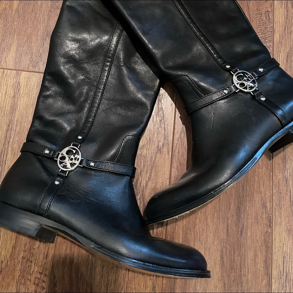Coach black leather boots
